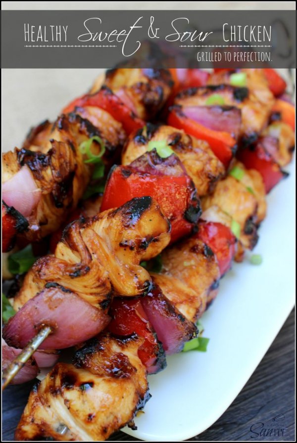 Healthy Sweet Sour Chicken Kebabs