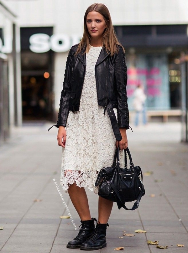 Dress with a Leather Jacket