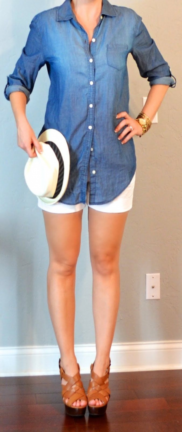 White Hot Shorts + Cognac Wedges