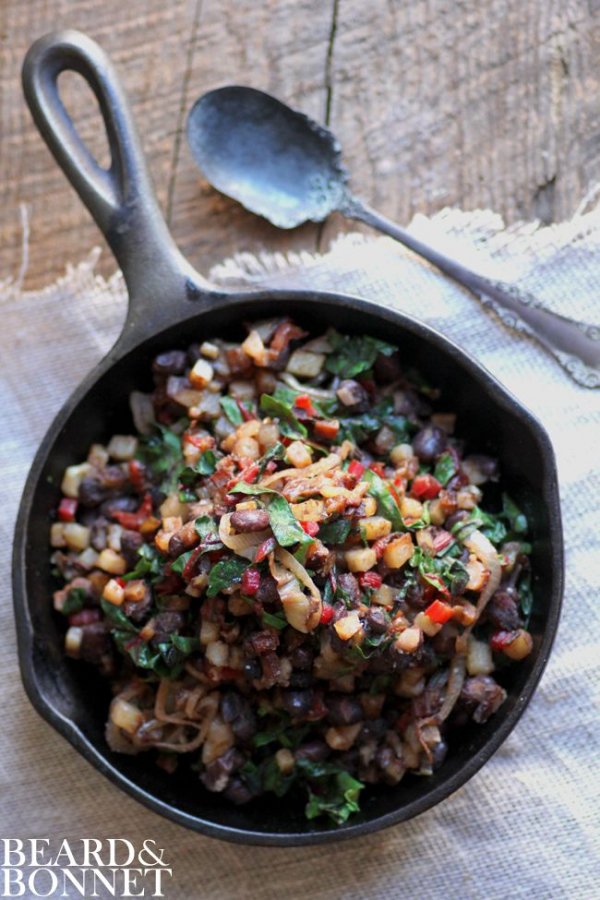 Potato, Black Bean and Chard Hash