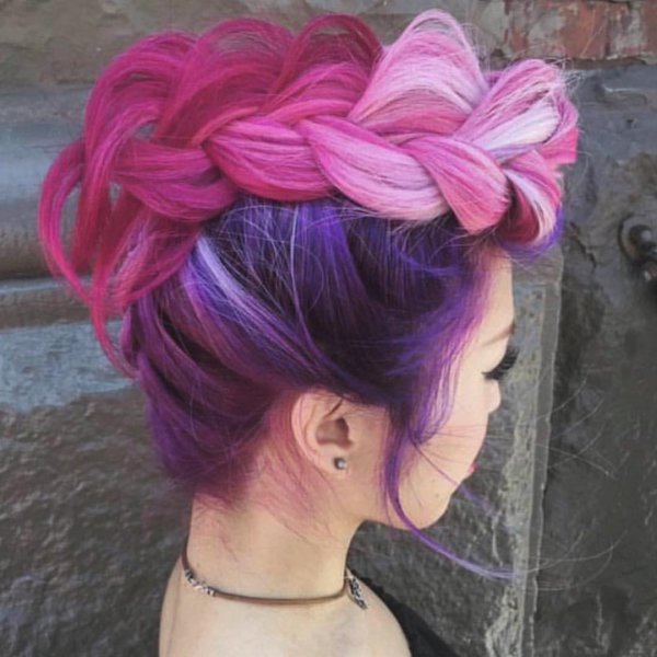 hair, pink, clothing, purple, hairstyle,