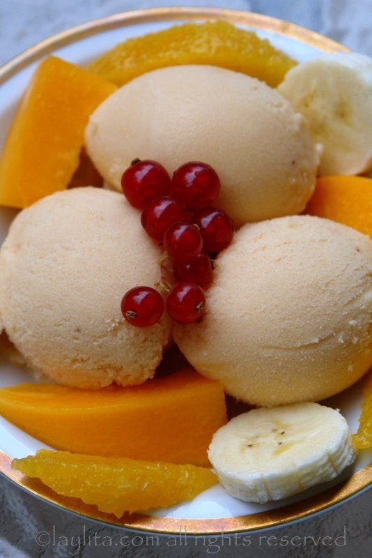 Papaya and Banana Frozen Yogurt