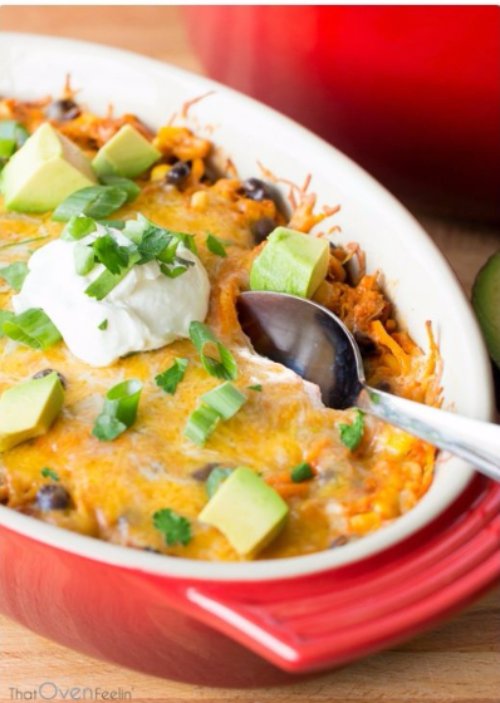 Spiralized Sweet Potato Enchilada Casserole