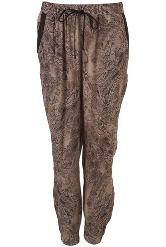 Topshop Snake Printed Tie-Waist Trousers