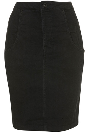 Moto Black Denim Seamed High Waisted Skirt