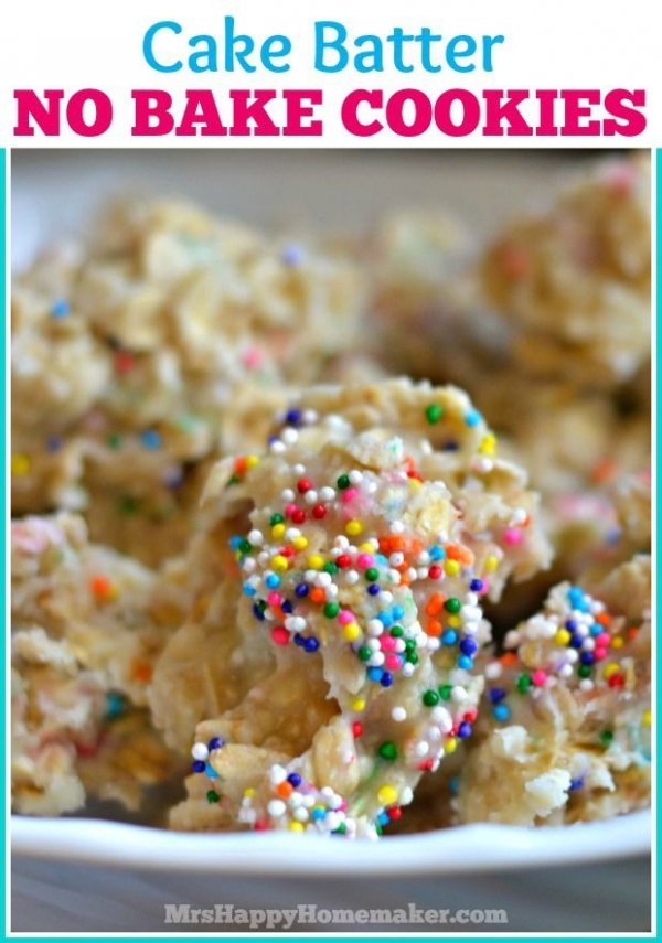 Cake Batter NO BAKE Cookies