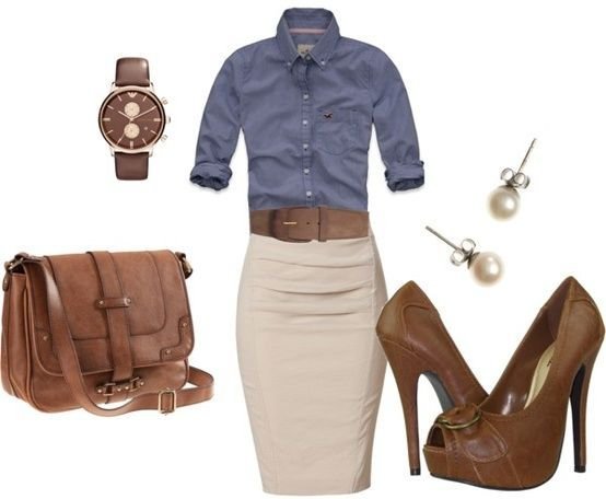 Chambray Shirt and Pencil Skirt