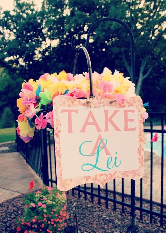 Take a Lei for Each Party Guest to Grab as They Walk in