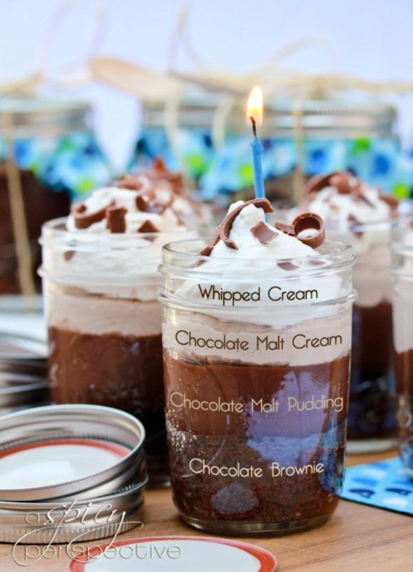 Chocolate Malt Brownie Parfait