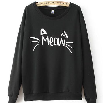 Meow Cat Print Women’s Sweatshirt