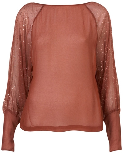 Topshop Rust Gold Sleeve Cross Back Blouse