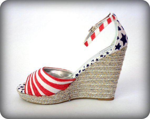 Stars and Stripes Platform Espadrille Wedges