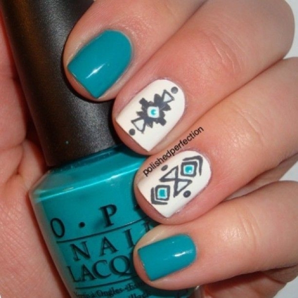 Tribal Blue Nail Art