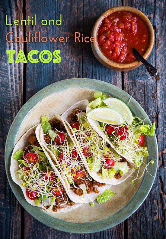 Lentil and Cauliflower Rice Tacos