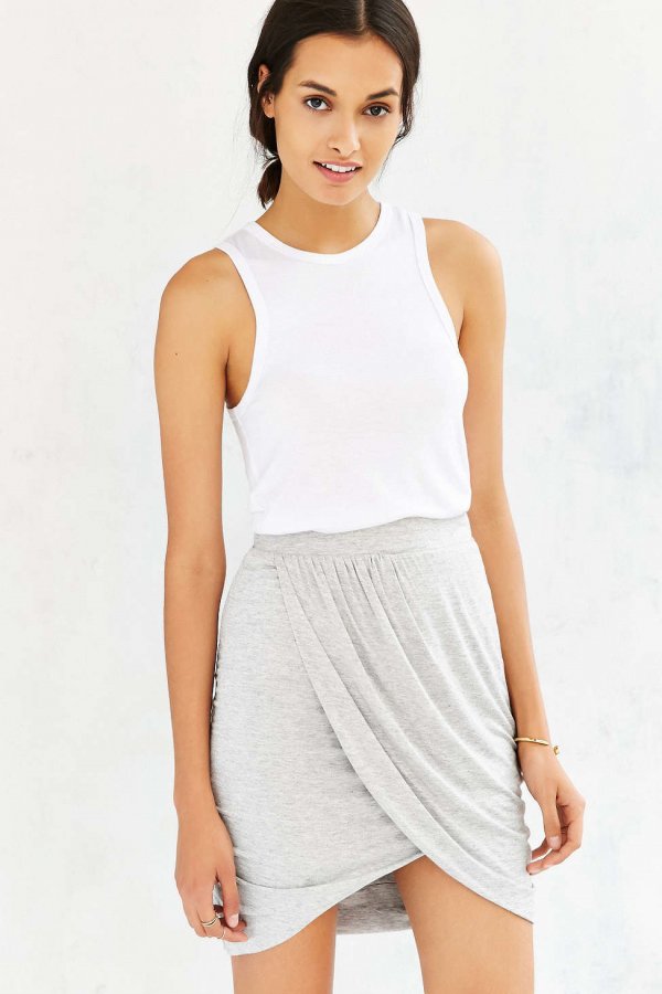 Silence + Noise Knit Wrap-Front Mini Skirt