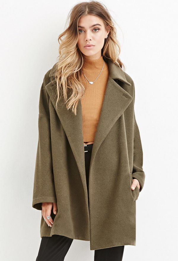 Olive Longline Wool-Blend Coat