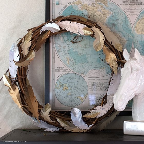 Paper Feather Wreath