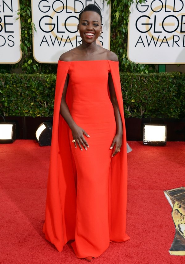 Lupita Nyong'o: Crimson Beauty at the Golden Globes