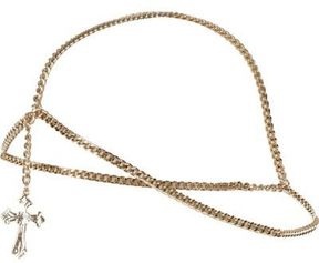 GOLD TONE CHAIN CROSS PENDANT HAIR CROWN