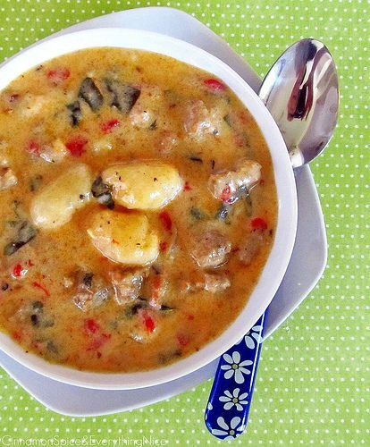 Gnocchi, Sausage and Spinach Soup