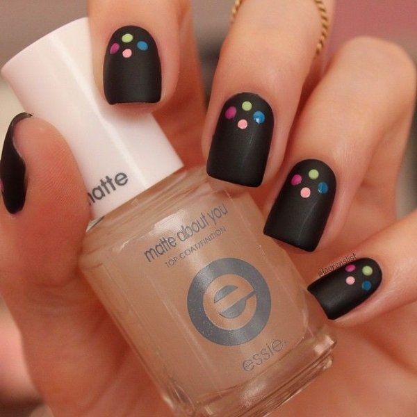 Matte Black with Colorful Dots