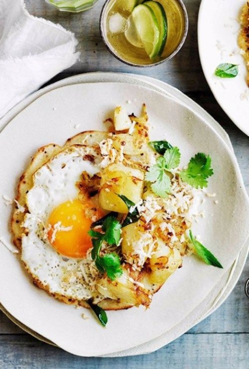 Fried Egg Dosa with Potato Curry