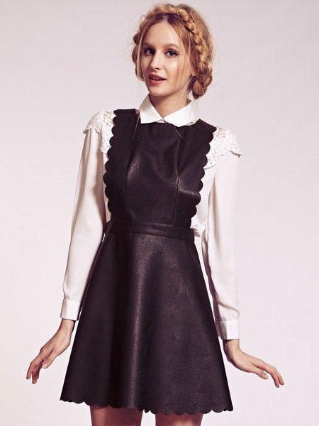 Dahlia Leather Look Scallop Edge Pinafore