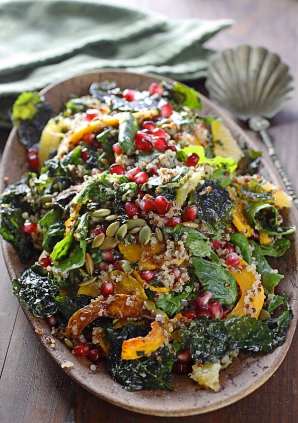 Kale with Roasted Peppers and Olives