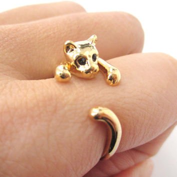 Cat Shaped Animal Wrap around Ring