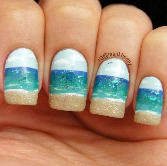 40 Awesome Beach Themed Nail Art Ideas to Make Your Summer Rock