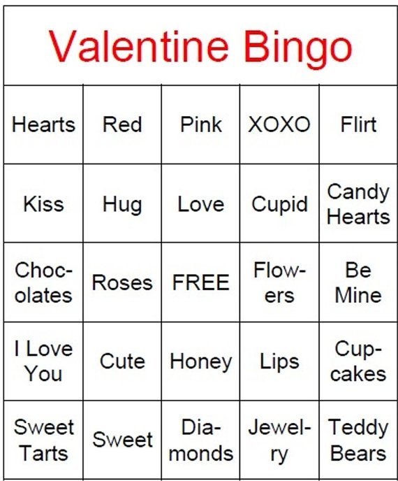 Play Valentine’s Bingo