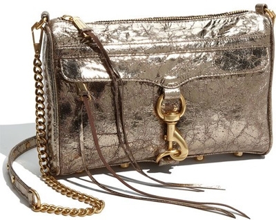 Rebecca Minkoff “Mac” Crinkled Metallic Lambskin Clutch