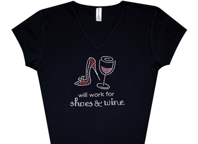 Will Work for Shoes and Wine Women’s Tee