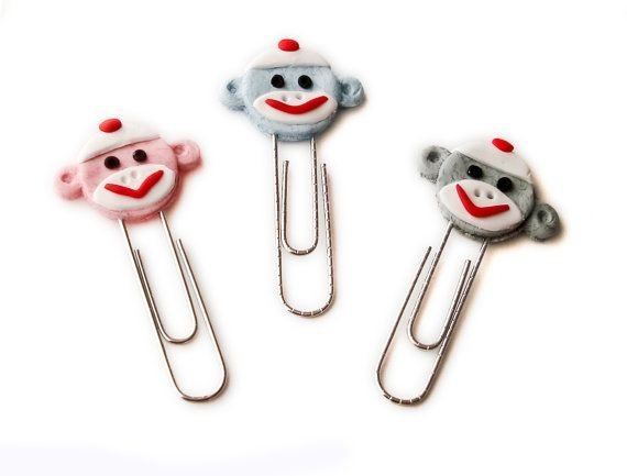 Sock Monkey Paperclip Bookmarks