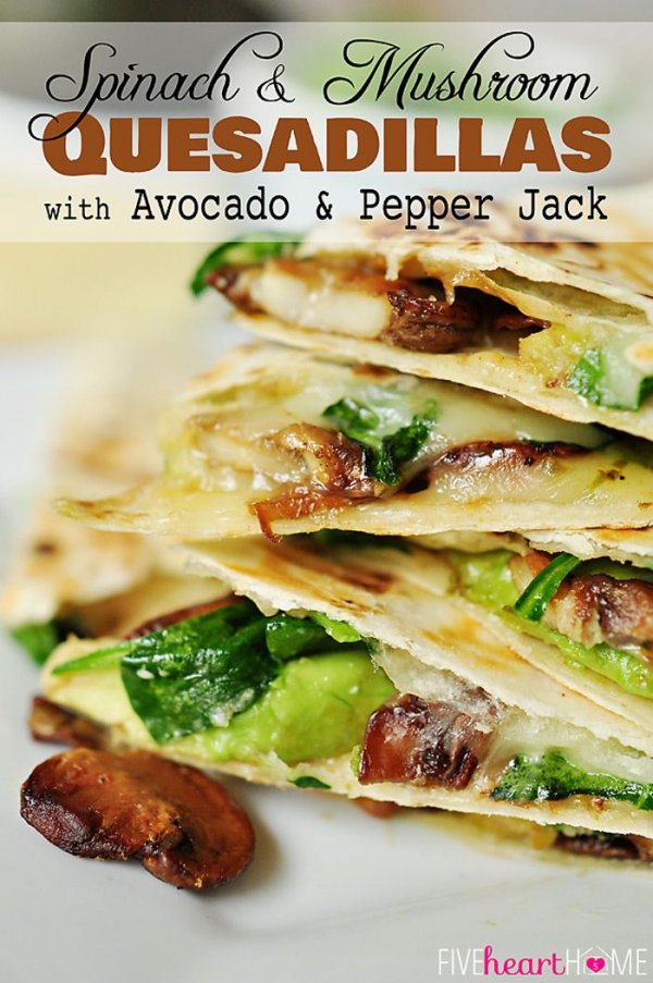 Spinach and Mushroom Quesadillas