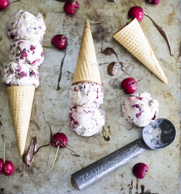 Homemade Cherry Nutella Ice Cream