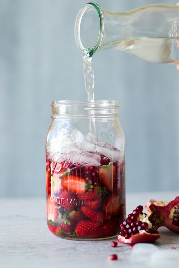 food, produce, mason jar, plant, strawberry,