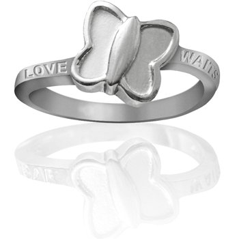 Silver “Love Waits” with Butterfly Purity Ring