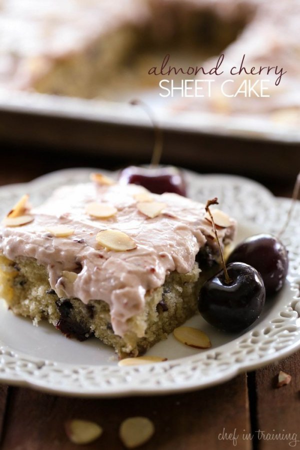 Almond Cherry Sheet Cake