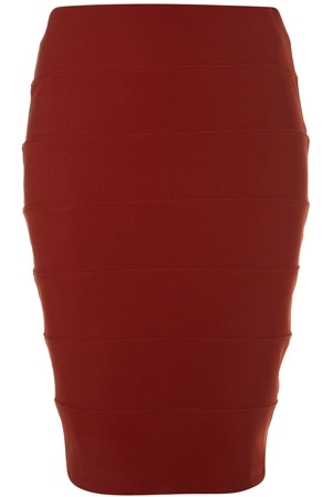 Topshop Burnt Orange Panel Bodycon Pencil Skirt