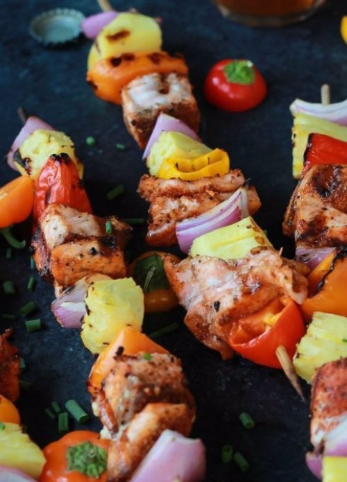 Caribbean Grilled Salmon Kabobs