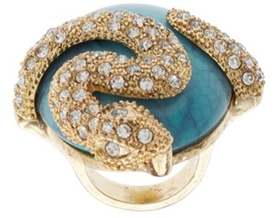 River Island Snake and Turquoise Gold Ring