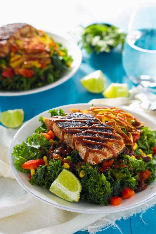 BBQ Salmon Kale Salad