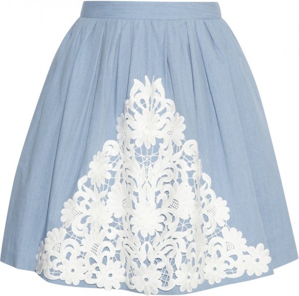 Moschino Cheap and Chic Lace Appliquéd Skirt