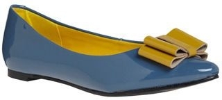 Blue and Yellow Patent Leather Flats