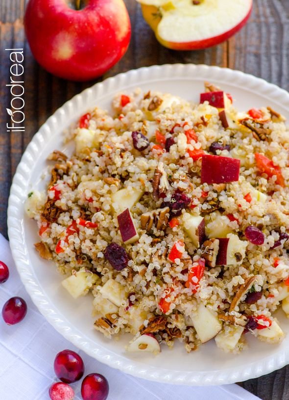 Quinoa Salad with Apples, Cranberries, Pecans & Maple Basil Dressing