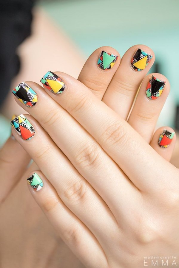 Abstract Triangle Nails in Lots of Colors