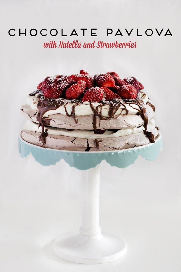 Chocolate Pavlova with Nutella and Strawberries