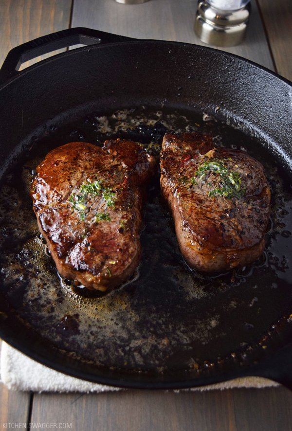 Pan-Seared Filet Mignon with Garlic & Herb Butter