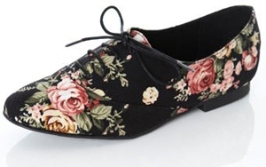 Miss Selfridge Black Floral Canvas Lace up